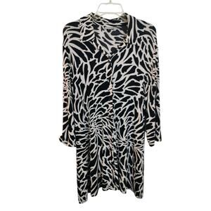 3845)Chico's Travelers Animal Print Button Down Slinky 3/4 Sleeve Shirt Dress XL